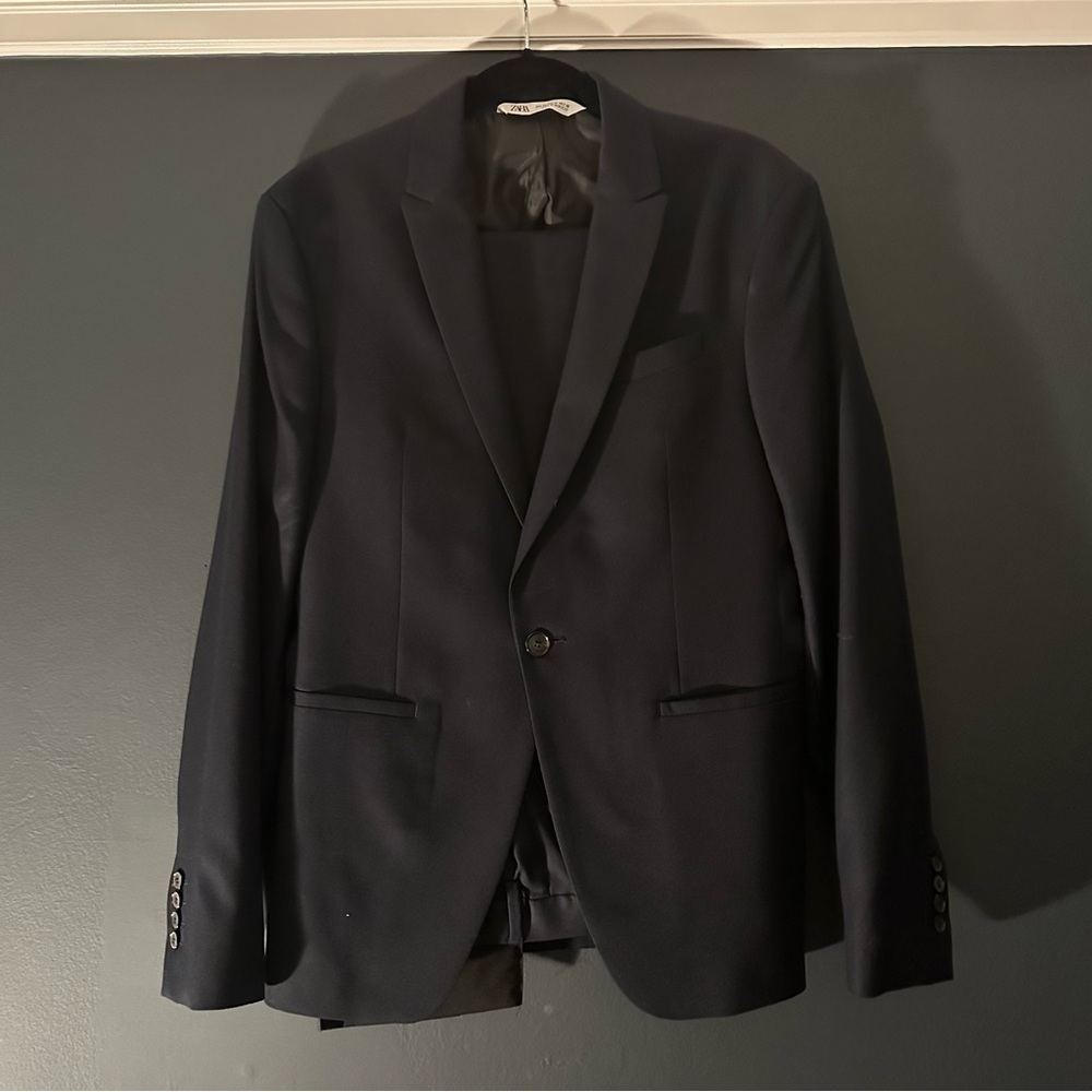 Zara Mens Dark Navy Suit Set